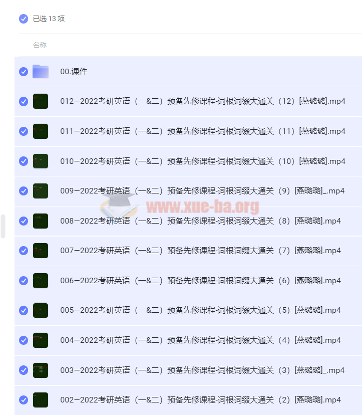 2022考研英语 预备先修课程-词根词缀打通关第1张 - 学霸网 2022考研英语 预备先修课程-词根词缀打通关