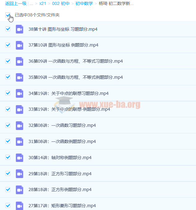 杨琦 初二数学新思维刷题课38讲完整第1张 - 学霸网 杨琦 初二数学新思维刷题课38讲完整