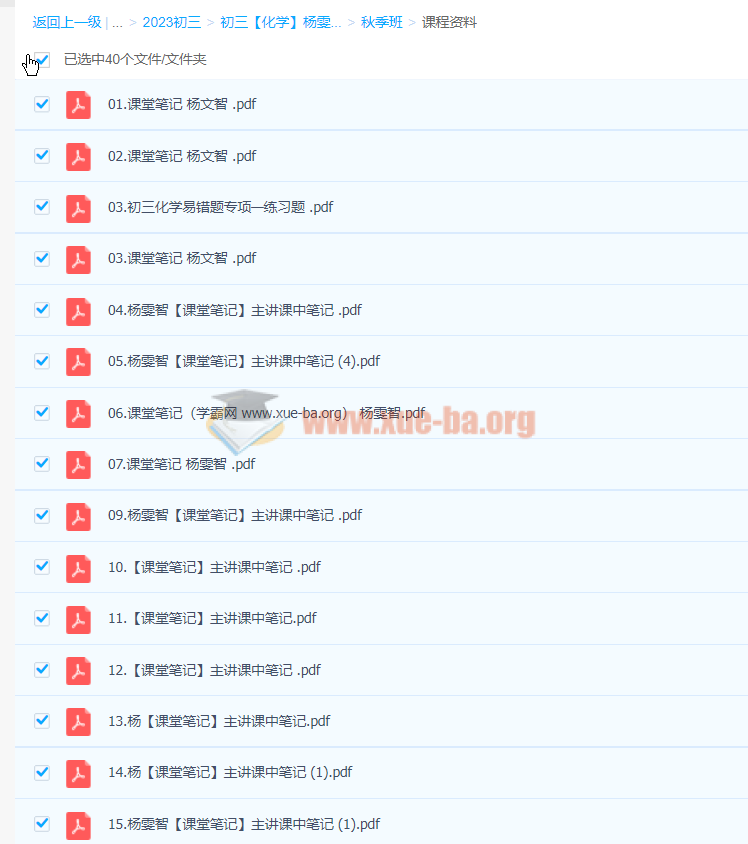 杨雯智 2023初三化学 尖端秋季班 百度云网盘下载第2张 - 学霸网 杨雯智 初三化学 尖端秋季班 百度云网盘下载