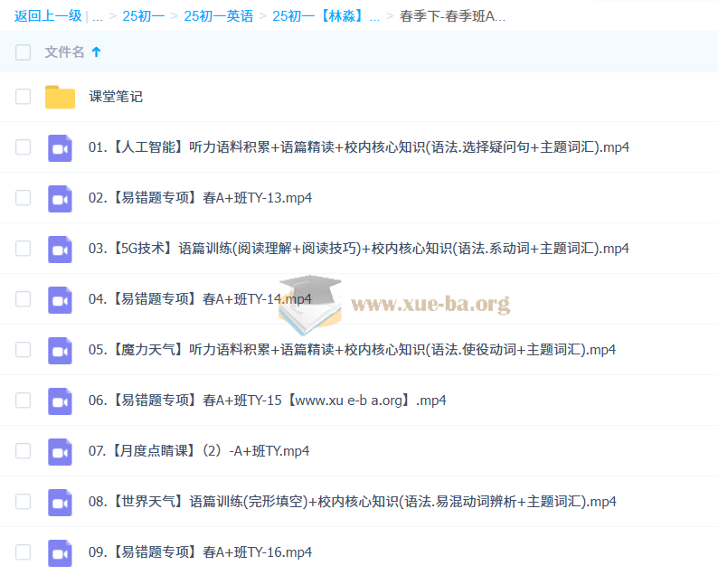 2024-2025 初一英语 林淼 A+秋季班 寒假班 春季班 百度网盘第1张 - 学霸网