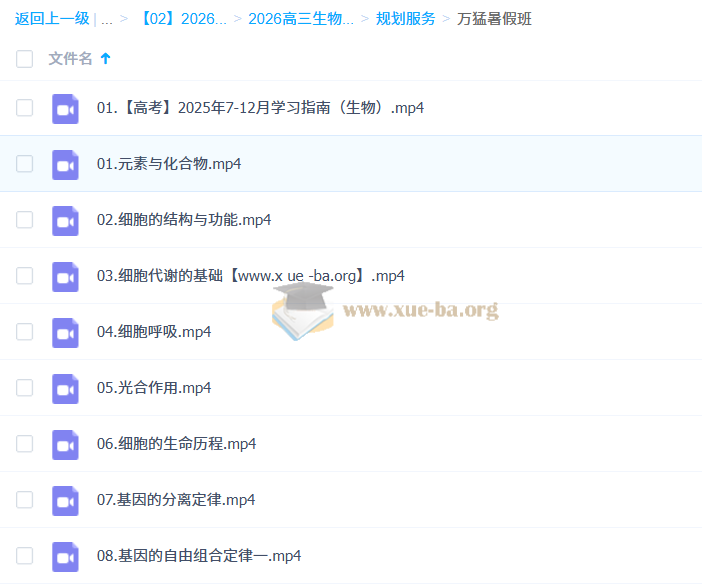 2026 高三高考生物 万猛 一轮暑假班秋季班 知识视频 规划服务 百度网盘第2张 - 学霸网