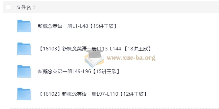 王欣 新概念英语一册年卡:L1-L144(全册)第1张 - 学霸网