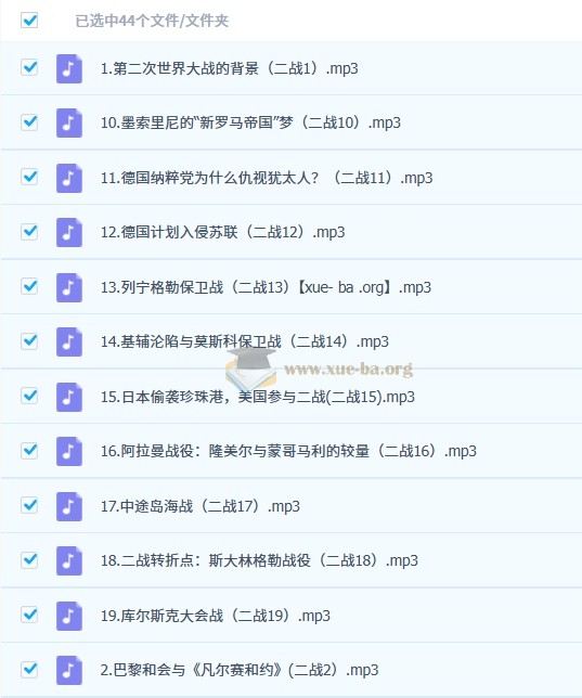 王芳讲一战二战音频课 百度网盘第2张 - 学霸网