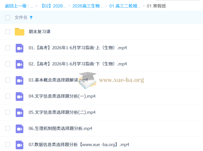 2026 高三高考生物 万猛 二轮规划服务知识视频 百度网盘第1张 - 学霸网