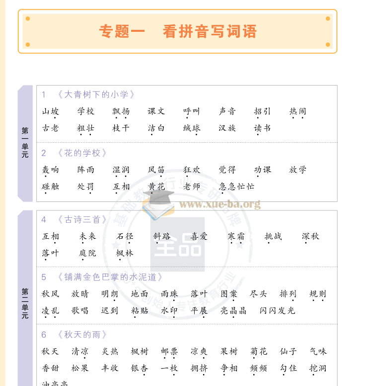 2025 小学语文1-6年级全品知识梳理第3张 - 学霸网