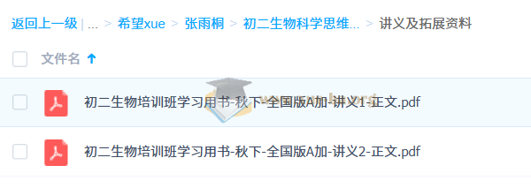 张雨桐 初二生物科学思维培训班(秋下·全国版·A+·专属)第3张 - 学霸网