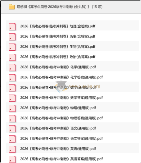 理想树 高考必刷卷·2026临考冲刺卷 (全九科)第1张 - 学霸网