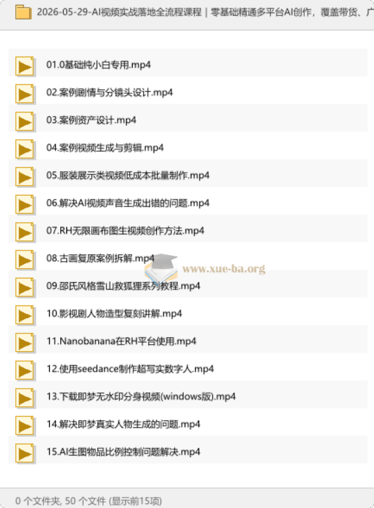 AI视频实战落地全流程课程|零基础精通多平台AI创作,覆盖带货、广告、数字人、剧情短片,解锁副业接单新收入第1张 - 学霸网