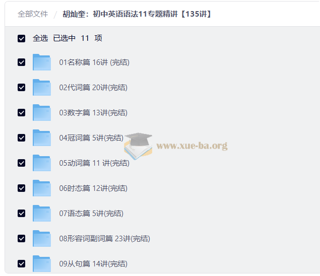 胡灿奎 初中英语语法11专题精讲【135讲】第1张 - 学霸网