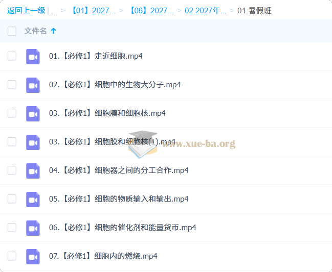 2027高中高一生物 张继光 暑假班第1张 - 学霸网