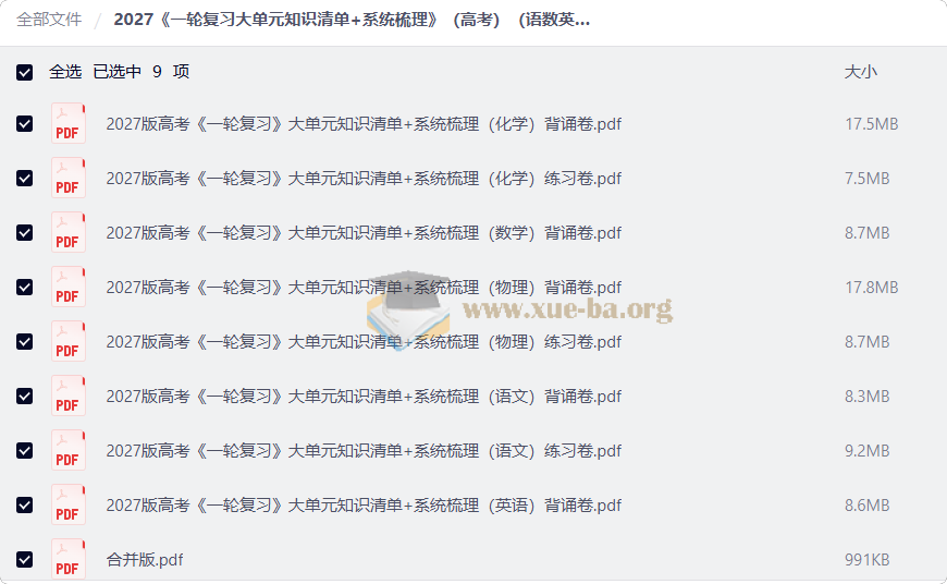 2027(高考语数英物化) 一轮复习大单元知识清单+系统梳理第1张 - 学霸网