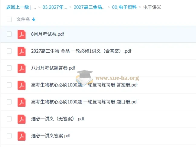 2027高三高考生物 金晶 一轮第3张 - 学霸网