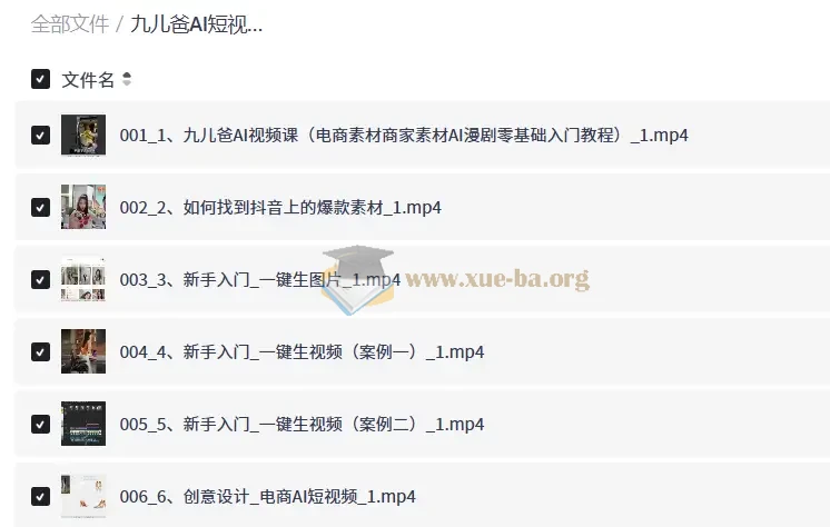 九儿爸AI短视频(零基础AI视频、电商、实体、创业)线上课程第1张 - 学霸网