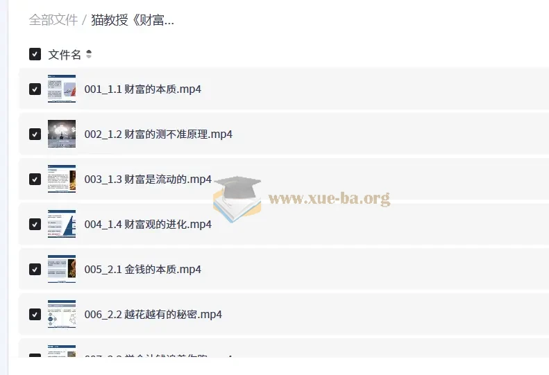 猫教授《财富观》20讲完整版第1张 - 学霸网