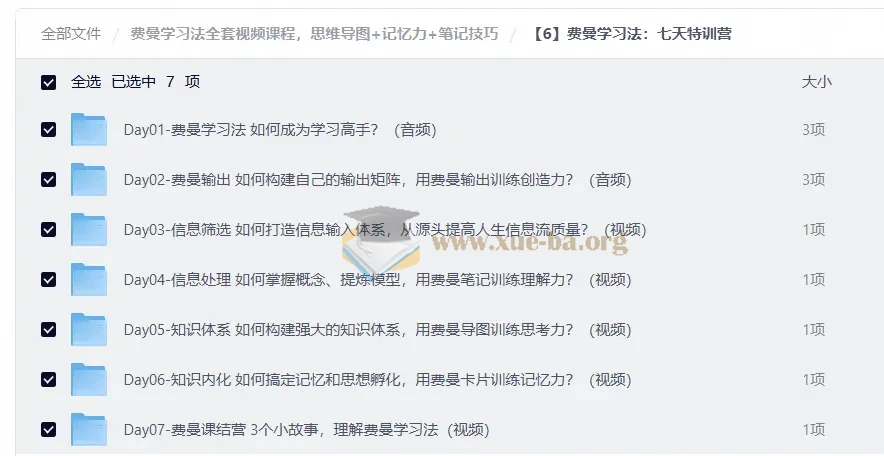 费曼学习法全套视频课程,思维导图+记忆力+笔记技巧第5张 - 学霸网