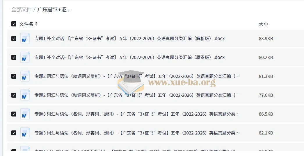 广东省“3+证书”考试五年(2022-2026)《英语真题分类汇编》第1张 - 学霸网