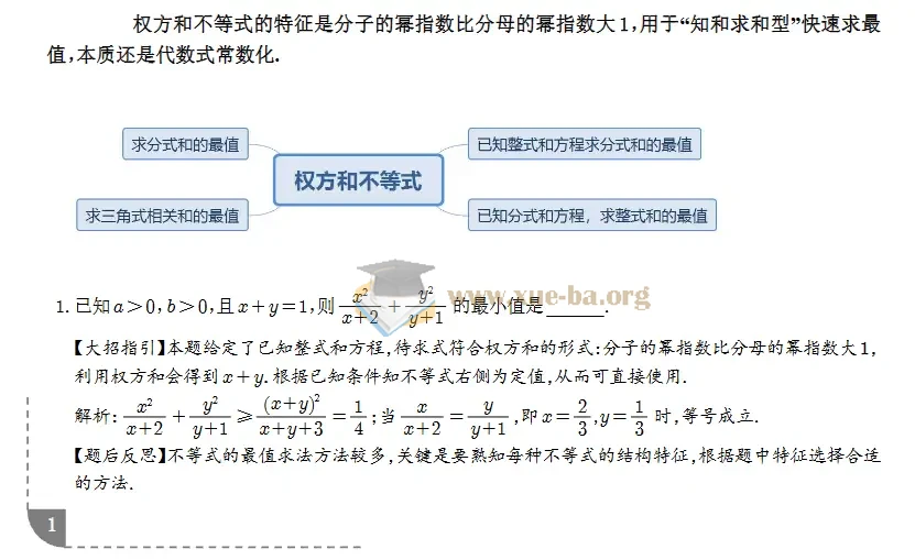 2026高中数学 解题技巧之权方和不等式讲义